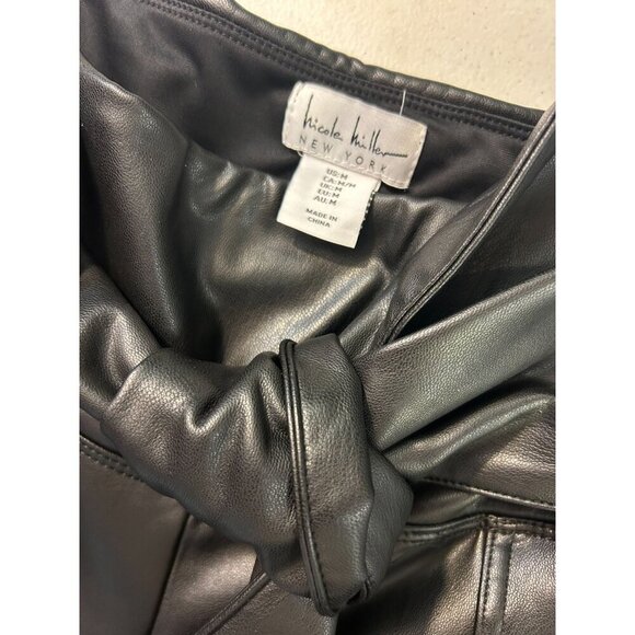 Nicole Miller Faux Leather Wide Leg High Waisted Tummy Control Pants NWT Medium - Picture 5 of 5